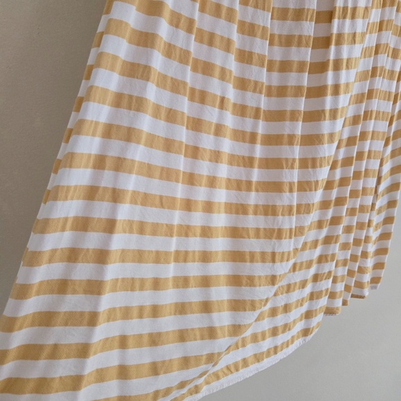 Beige/ Yellowish & White Striped Off-Shoulder A-Line Dress - Picture 3 of 9